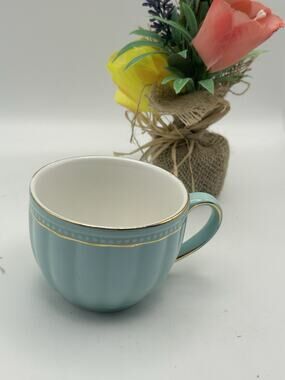 Teal Luster Tea Cup. Aqua Blue. Gold Trim, Elegance Brand